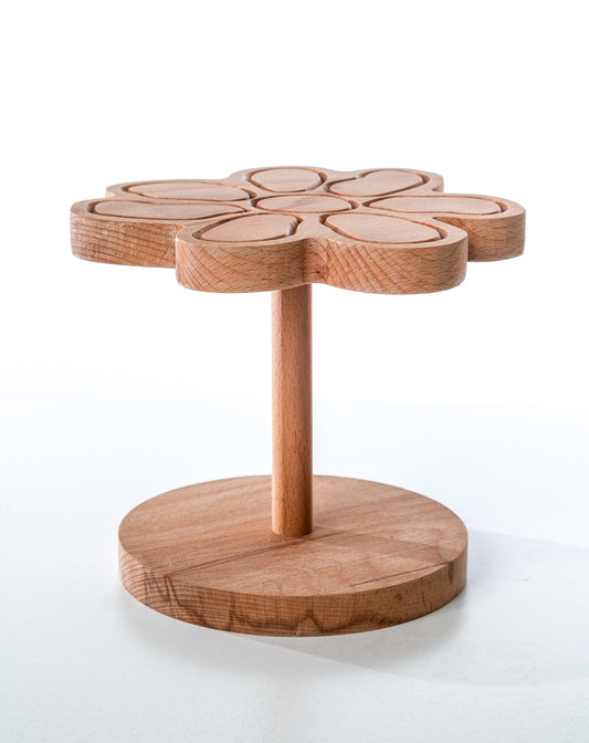 Handcrafted Beech Wood Daisy Flower-Shaped Plant Stand – Natural Décor for Indoor