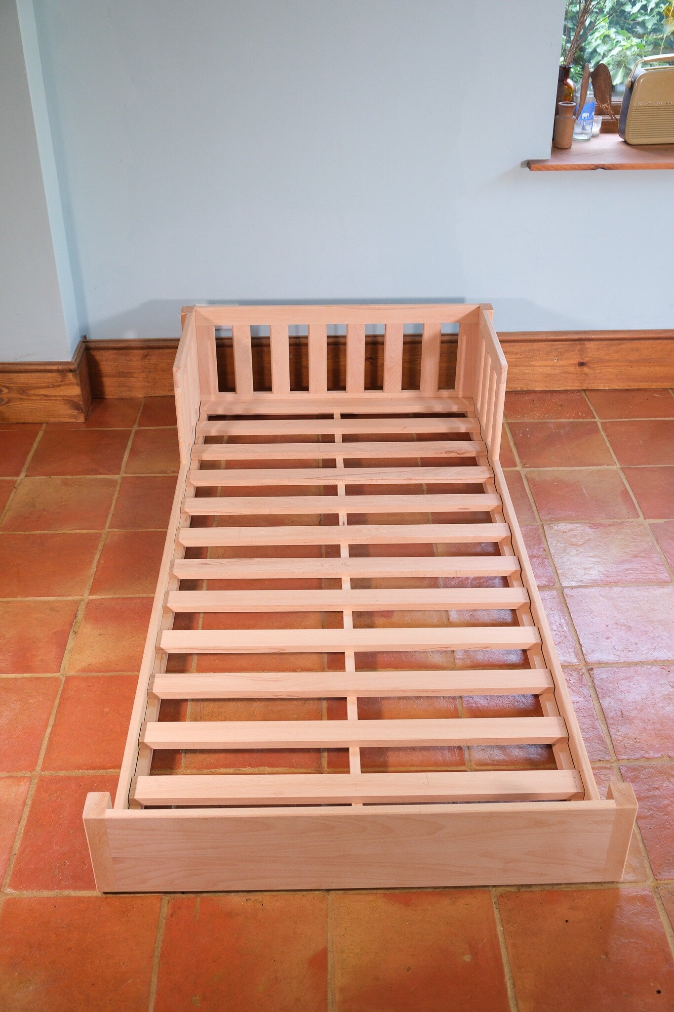 Co-Sleeping Floor Bed - Montessori Style with Safety Rails. UK Made in Beech