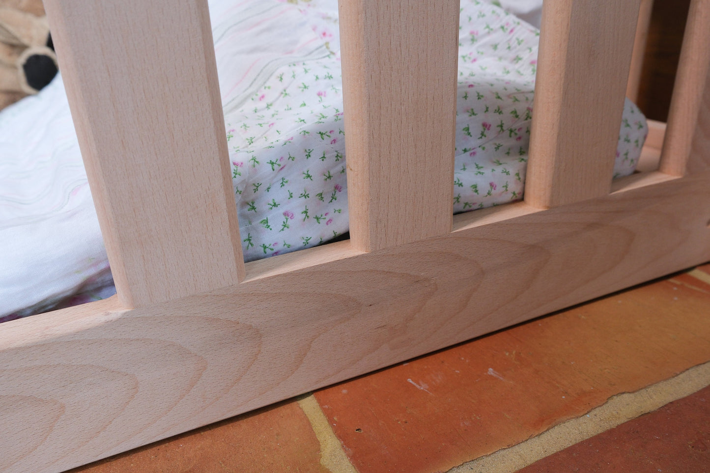 Co-Sleeping Floor Bed - Montessori Style with Safety Rails. UK Made in Beech