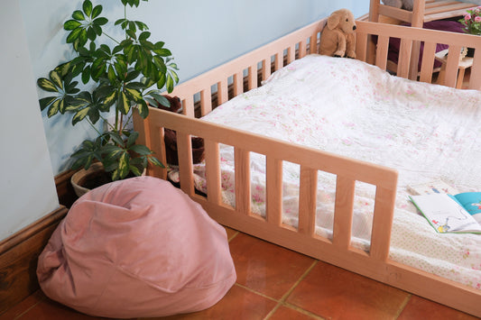 Co-sleeping floor bed. Made to order in beech.