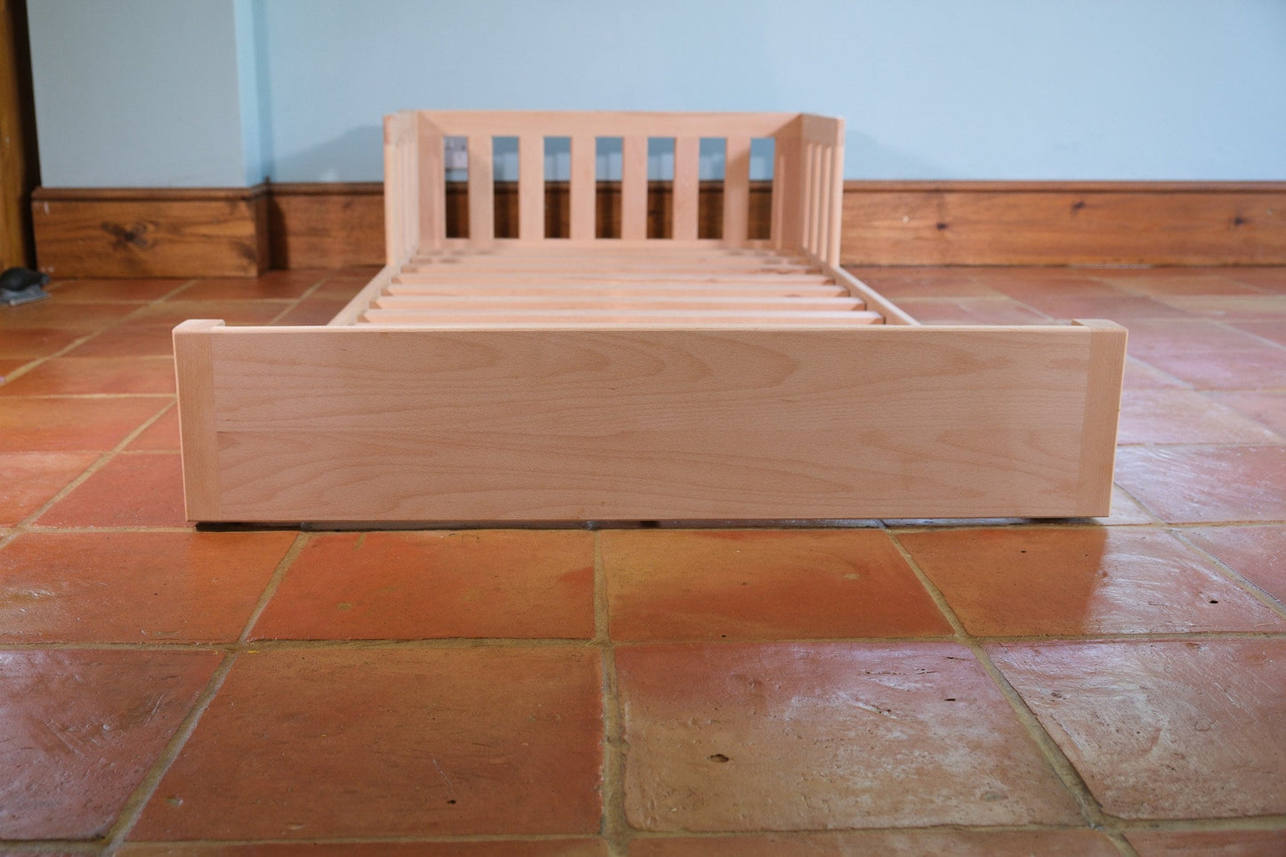 Co-Sleeping Floor Bed - Montessori Style with Safety Rails. UK Made in Beech